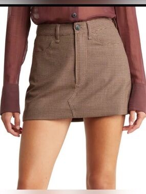Rag and Bone Itty Bitty Brown Plaid Micro Skirt